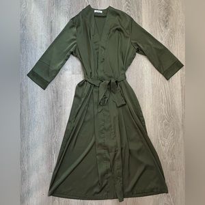 Hotouch|Green/Emerald Satin Wrap Dress/Robe|SZ‎ S